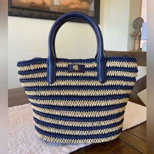 Lauren Ralph Lauren Brie Medium Striped Top Handle Tote Bag